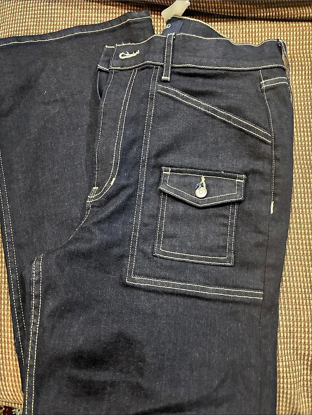Veronica Beard Taylor High-Rise Wide-Leg Utility Jeans Black Waist 30